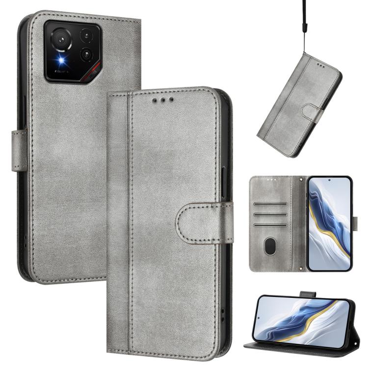 Line Splicing Buckle Retro Leather Phone Case, For ASUS Zenfone 12 Ultra, For ASUS ROG Phone 9 / 9 Pro, For ASUS Zenfone 11 Ultra, For ASUS ROG Phone 8 / 8 Pro
