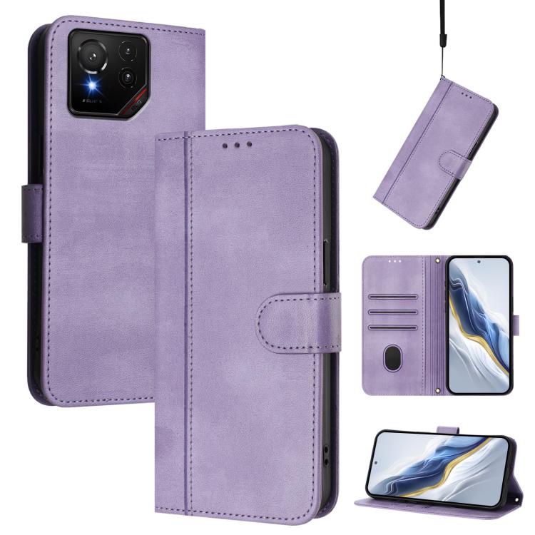 Line Splicing Buckle Retro Leather Phone Case, For ASUS Zenfone 12 Ultra, For ASUS ROG Phone 9 / 9 Pro, For ASUS Zenfone 11 Ultra, For ASUS ROG Phone 8 / 8 Pro