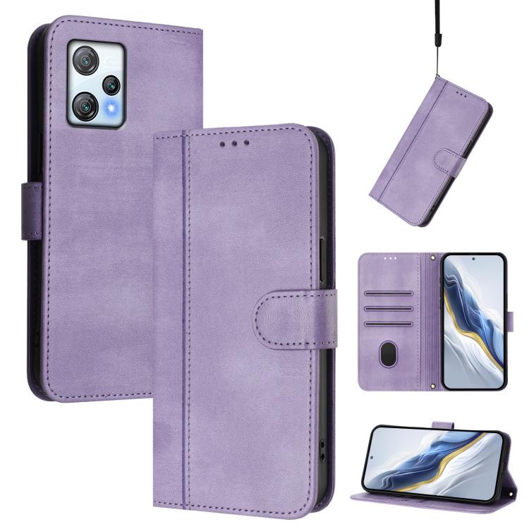 Line Splicing Buckle Retro Leather Phone Case, For Blackview A53