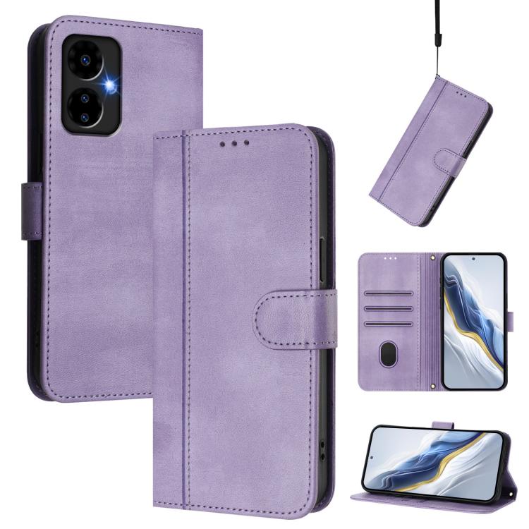 Line Splicing Buckle Retro Leather Phone Case, For Boost Mobile Summit 5G 2024, For Boost Mobile Celero 5G+ 2024 / 3+ 5G, For Boost Mobile Celero 5G 2024 / 3 5G, For Boost Mobile Celero 5G SC / SN339D