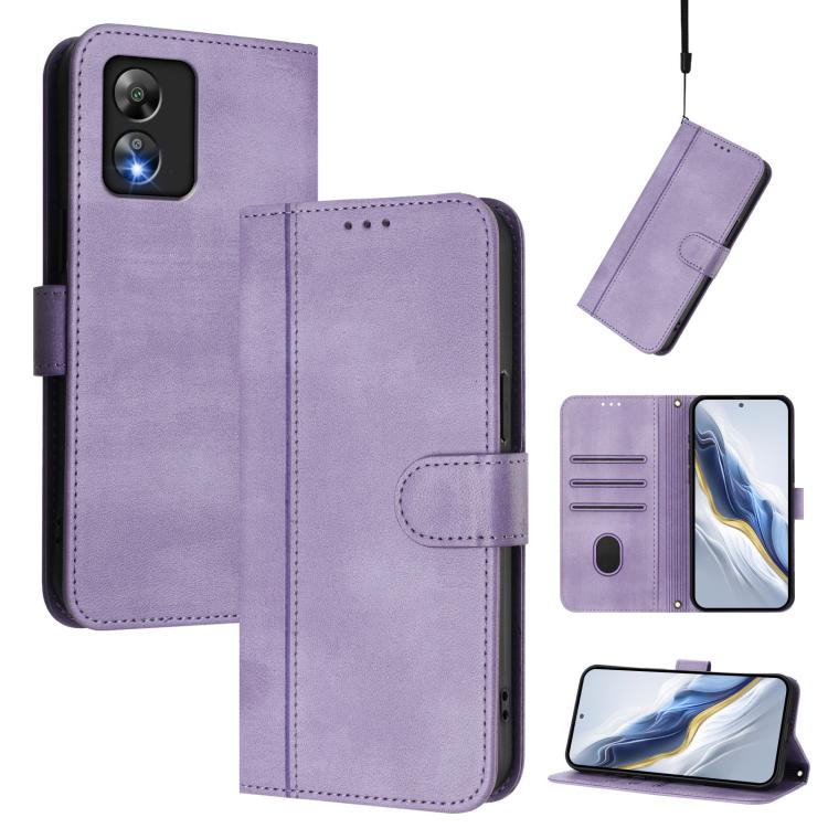 Line Splicing Buckle Retro Leather Phone Case, For Boost Mobile Summit 5G 2024, For Boost Mobile Celero 5G+ 2024 / 3+ 5G, For Boost Mobile Celero 5G 2024 / 3 5G, For Boost Mobile Celero 5G SC / SN339D
