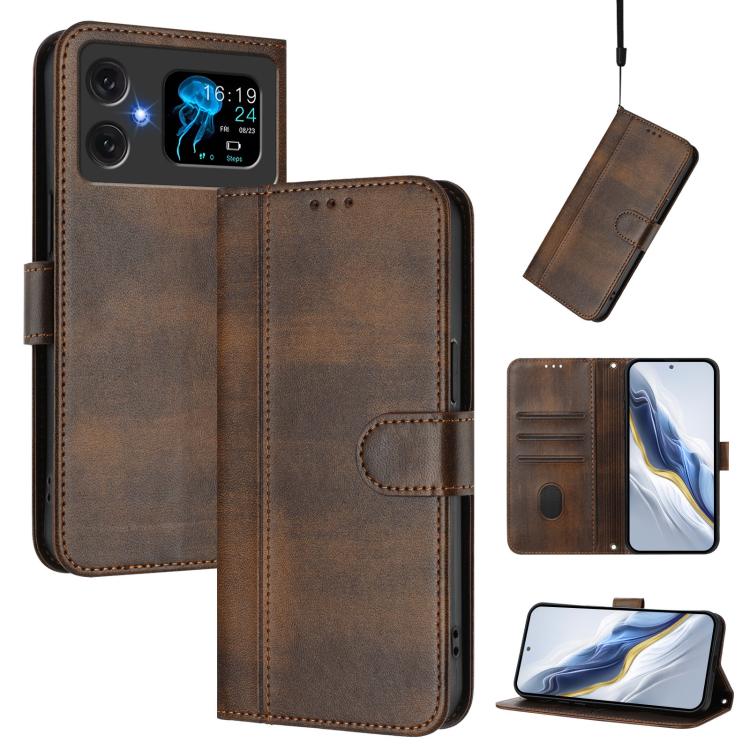 Line Splicing Buckle Retro Leather Phone Case, For Cubot A40, For Cubot P90, For Cubot A30, For Cubot A20, For Cubot Max 5, For Cubot A10