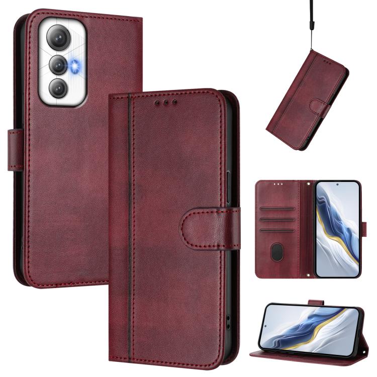 Line Splicing Buckle Retro Leather Phone Case, For Cubot A40, For Cubot P90, For Cubot A30, For Cubot A20, For Cubot Max 5, For Cubot A10