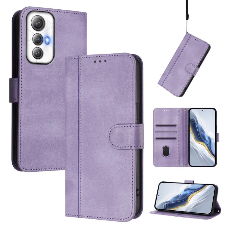 Line Splicing Buckle Retro Leather Phone Case, For Cubot A40, For Cubot P90, For Cubot A30, For Cubot A20, For Cubot Max 5, For Cubot A10