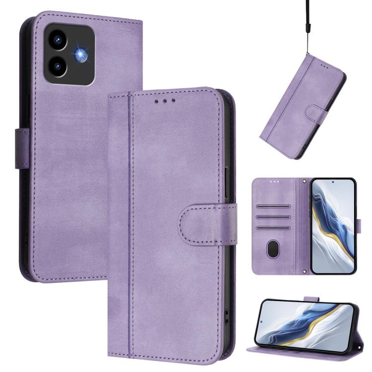 Line Splicing Buckle Retro Leather Phone Case, For Cubot Note 40, For Cubot P50