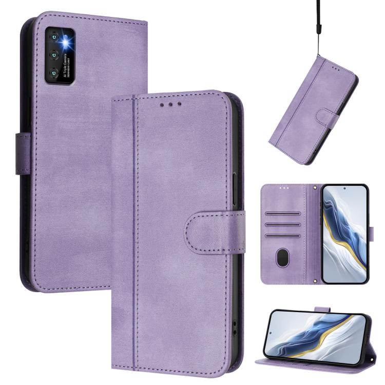 Line Splicing Buckle Retro Leather Phone Case, For Cubot Note 40, For Cubot P50