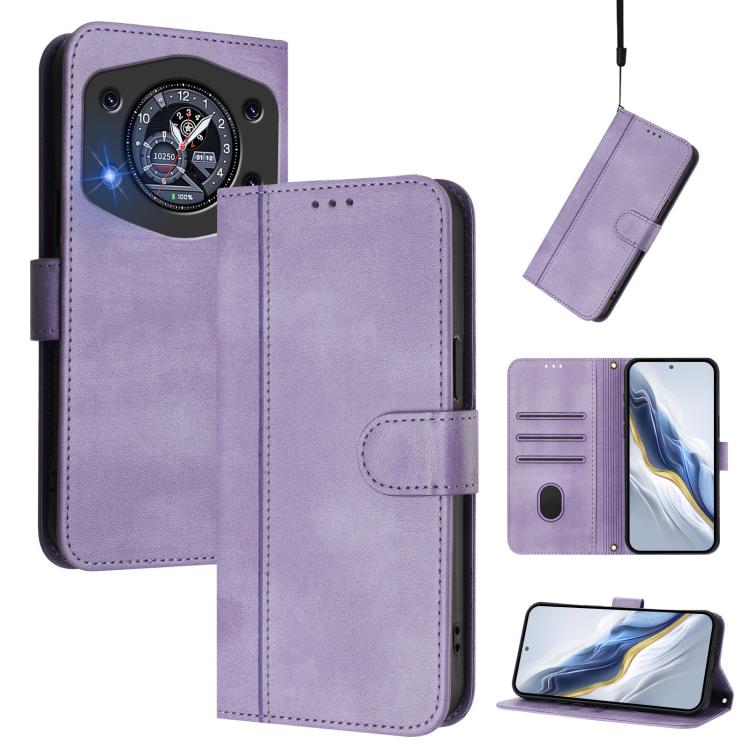 Line Splicing Buckle Retro Leather Phone Case, For Cubot A40, For Cubot P90, For Cubot A30, For Cubot A20, For Cubot Max 5, For Cubot A10