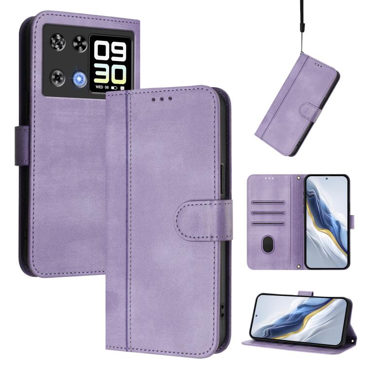 Line Splicing Buckle Retro Leather Phone Case, For Cubot A40, For Cubot P90, For Cubot A30, For Cubot A20, For Cubot Max 5, For Cubot A10