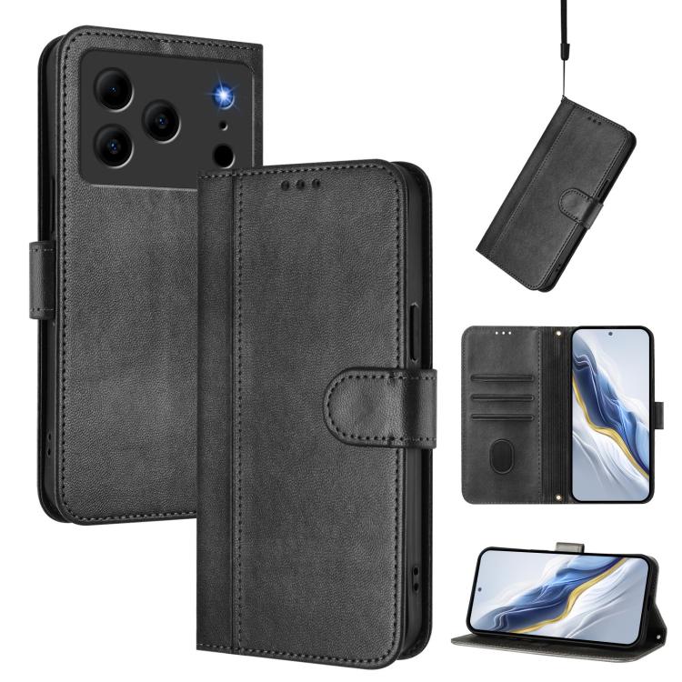 Line Splicing Buckle Retro Leather Phone Case, For Doogee Note 56 / Note 56 Pro, For Doogee N60 Pro, For Doogee Note 59 / 59 Pro, For Doogee Note 58 / 58 Pro, For Doogee N55 / N55 Plus