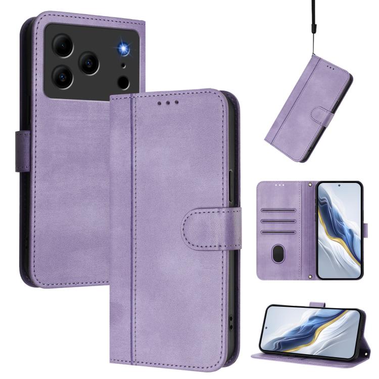 Line Splicing Buckle Retro Leather Phone Case, For Doogee Note 56 / Note 56 Pro, For Doogee N60 Pro, For Doogee Note 59 / 59 Pro, For Doogee Note 58 / 58 Pro, For Doogee N55 / N55 Plus
