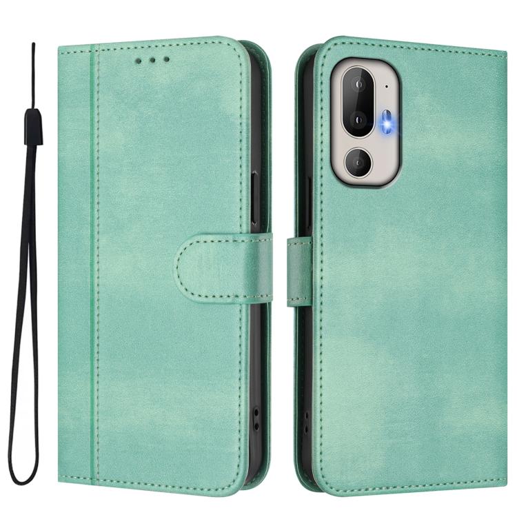 Line Splicing Buckle Retro Leather Phone Case, For HTC U24