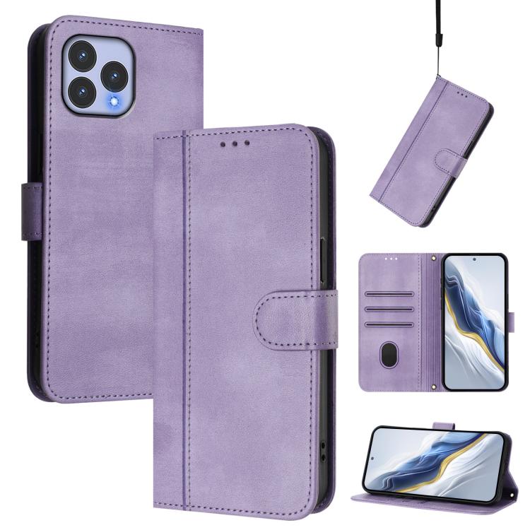 Line Splicing Buckle Retro Leather Phone Case, For Wiko T60 / Cubot P80, For Wiko T20
