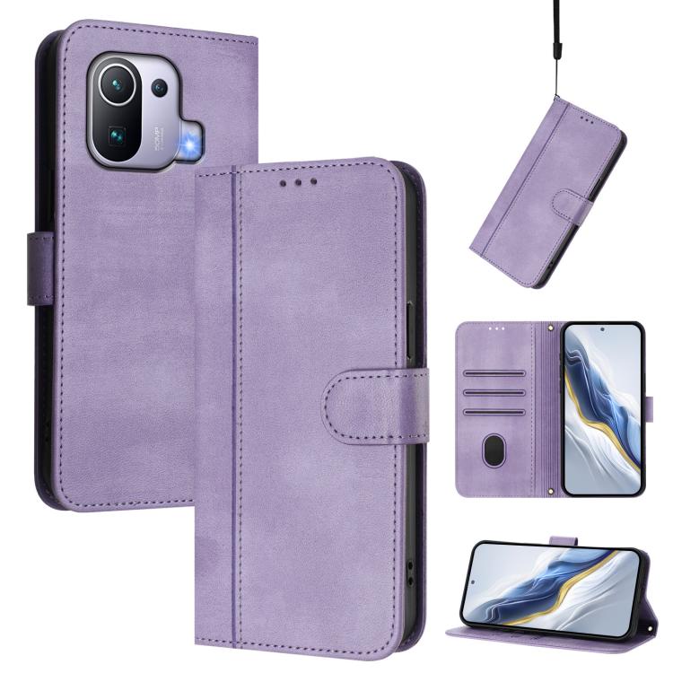 Line Splicing Buckle Retro Leather Phone Case, For Xiaomi Poco X4 Pro 5G, For Xiaomi 11T / 11T Pro, For Xiaomi Poco X3 GT, For Xiaomi Mi 11 Lite / Mi 11 Lite 5G, For Xiaomi Mi 11 Ultra, For Xiaomi Mi 11 Pro