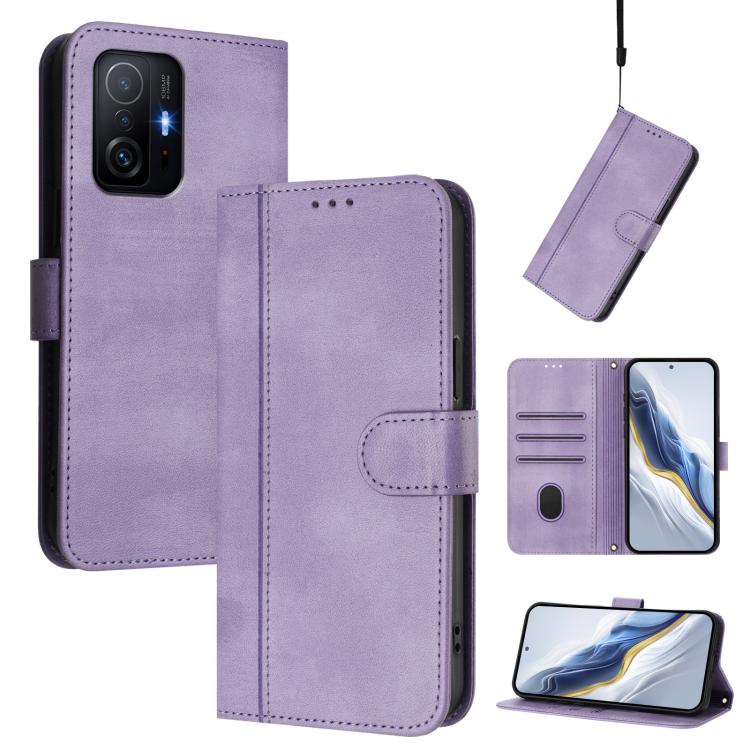 Line Splicing Buckle Retro Leather Phone Case, For Xiaomi Poco X4 Pro 5G, For Xiaomi 11T / 11T Pro, For Xiaomi Poco X3 GT, For Xiaomi Mi 11 Lite / Mi 11 Lite 5G, For Xiaomi Mi 11 Ultra, For Xiaomi Mi 11 Pro