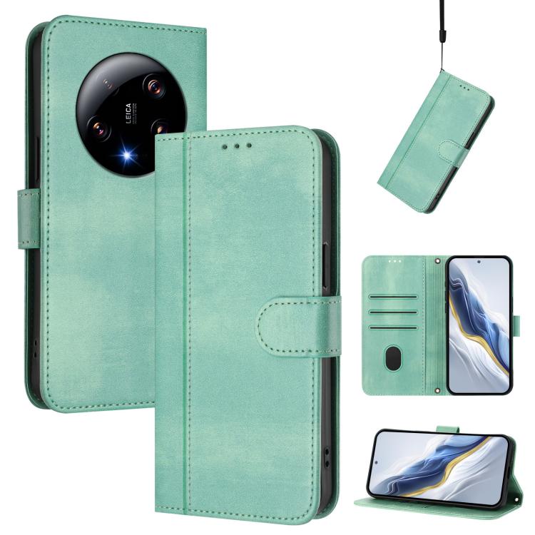 Line Splicing Buckle Retro Leather Phone Case, For Xiaomi Poco X6 Pro 5G, For Xiaomi 14 Ultra 5G, For Xiaomi 14 Pro 5G, For Xiaomi 14 5G, For Xiaomi 13T Pro 5G / 13T 5G, For Xiaomi 13 Ultra