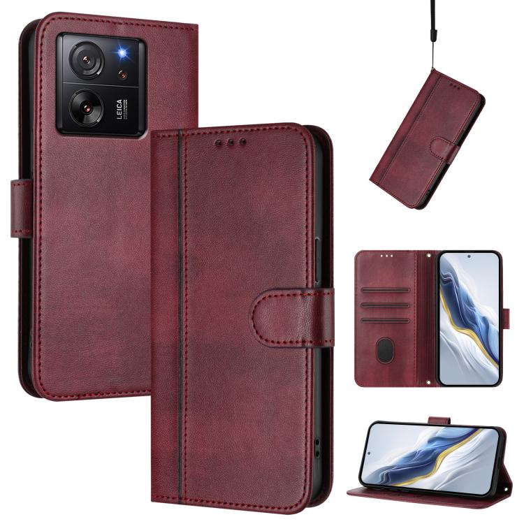 Line Splicing Buckle Retro Leather Phone Case, For Xiaomi Poco X6 Pro 5G, For Xiaomi 14 Ultra 5G, For Xiaomi 14 Pro 5G, For Xiaomi 14 5G, For Xiaomi 13T Pro 5G / 13T 5G, For Xiaomi 13 Ultra