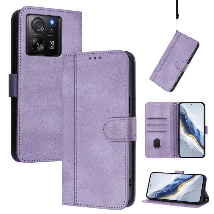 Line Splicing Buckle Retro Leather Phone Case, For Xiaomi Poco X6 Pro 5G, For Xiaomi 14 Ultra 5G, For Xiaomi 14 Pro 5G, For Xiaomi 14 5G, For Xiaomi 13T Pro 5G / 13T 5G, For Xiaomi 13 Ultra