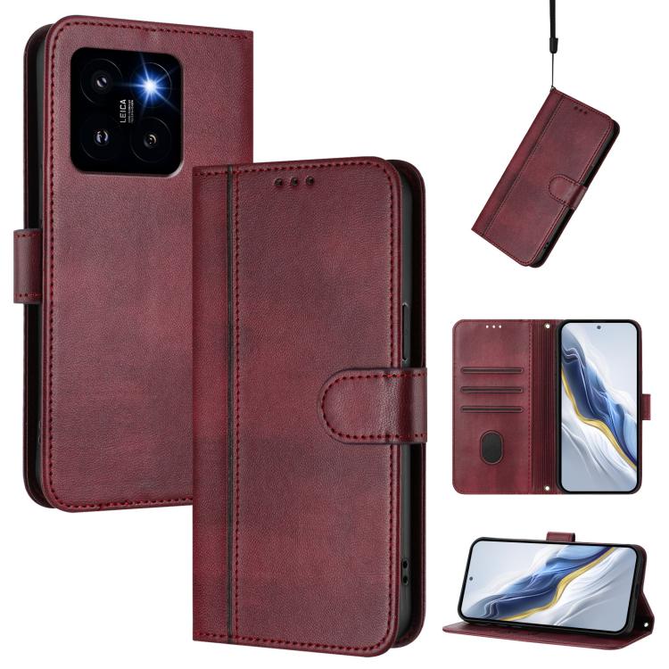 Line Splicing Buckle Retro Leather Phone Case, For Xiaomi Poco X6 Pro 5G, For Xiaomi 14 Ultra 5G, For Xiaomi 14 Pro 5G, For Xiaomi 14 5G, For Xiaomi 13T Pro 5G / 13T 5G, For Xiaomi 13 Ultra