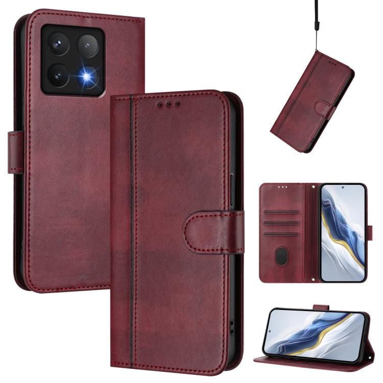 Line Splicing Buckle Retro Leather Phone Case, For Xiaomi 15, For Xiaomi 14T Pro 5G, For Xiaomi 14T 5G, For Xiaomi Poco F6 5G, For Xiaomi Poco F6 Pro 5G, For Xiaomi Poco X6 Neo 5G