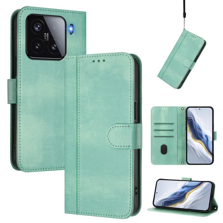 Line Splicing Buckle Retro Leather Phone Case, For Xiaomi 15, For Xiaomi 14T Pro 5G, For Xiaomi 14T 5G, For Xiaomi Poco F6 5G, For Xiaomi Poco F6 Pro 5G, For Xiaomi Poco X6 Neo 5G