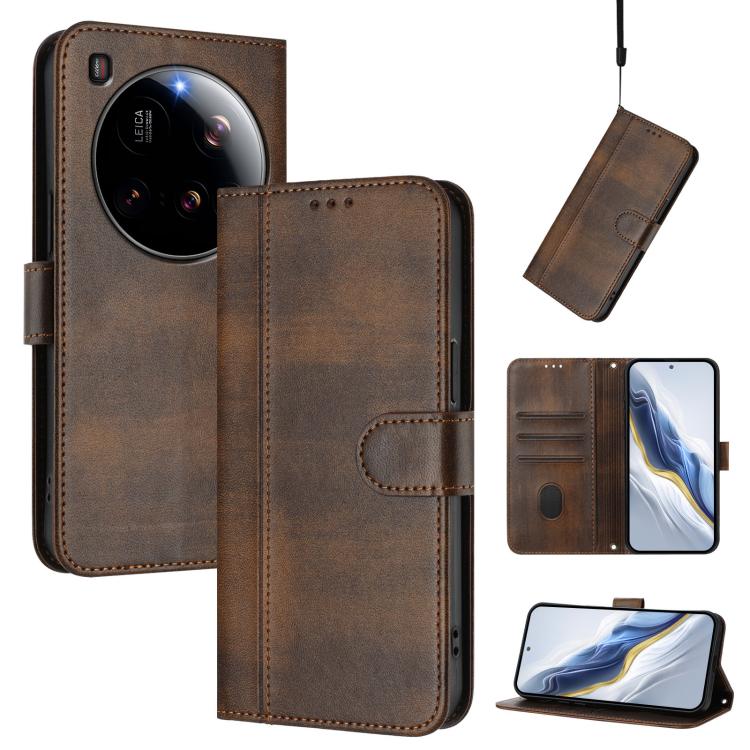 Line Splicing Buckle Retro Leather Phone Case, For Xiaomi Poco F7 Pro 5G / Redmi K80, For Xiaomi Poco X7 5G / Redmi Note 14 Pro 5G, For Xiaomi 15 Ultra, For Xiaomi Poco X7 Pro 5G, For Xiaomi Poco M7 Pro 5G / Redmi Note 14 5G, For Xiaomi 15 Pro