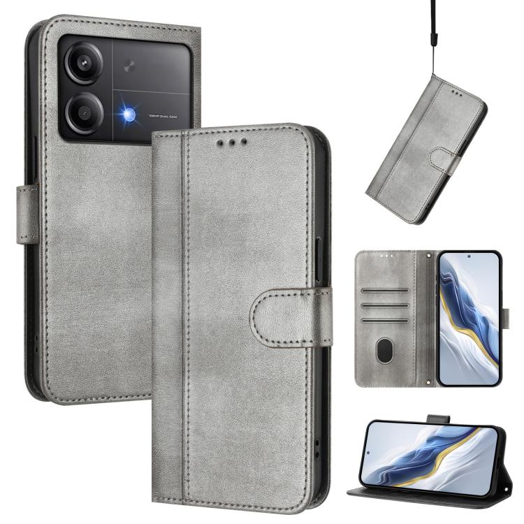 Line Splicing Buckle Retro Leather Phone Case, For Xiaomi 15, For Xiaomi 14T Pro 5G, For Xiaomi 14T 5G, For Xiaomi Poco F6 5G, For Xiaomi Poco F6 Pro 5G, For Xiaomi Poco X6 Neo 5G