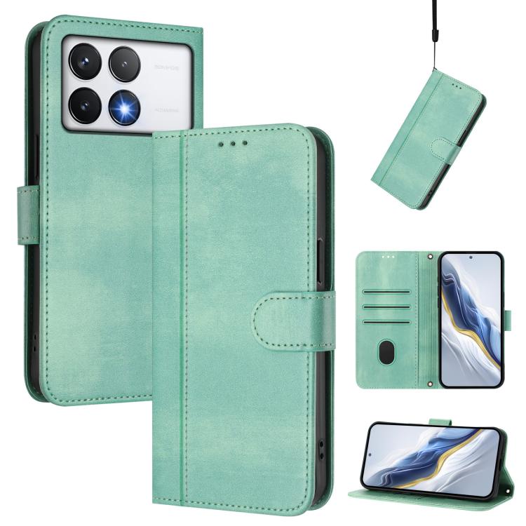 Line Splicing Buckle Retro Leather Phone Case, For Xiaomi 15, For Xiaomi 14T Pro 5G, For Xiaomi 14T 5G, For Xiaomi Poco F6 5G, For Xiaomi Poco F6 Pro 5G, For Xiaomi Poco X6 Neo 5G