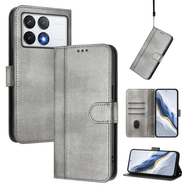 Line Splicing Buckle Retro Leather Phone Case, For Xiaomi 15, For Xiaomi 14T Pro 5G, For Xiaomi 14T 5G, For Xiaomi Poco F6 5G, For Xiaomi Poco F6 Pro 5G, For Xiaomi Poco X6 Neo 5G