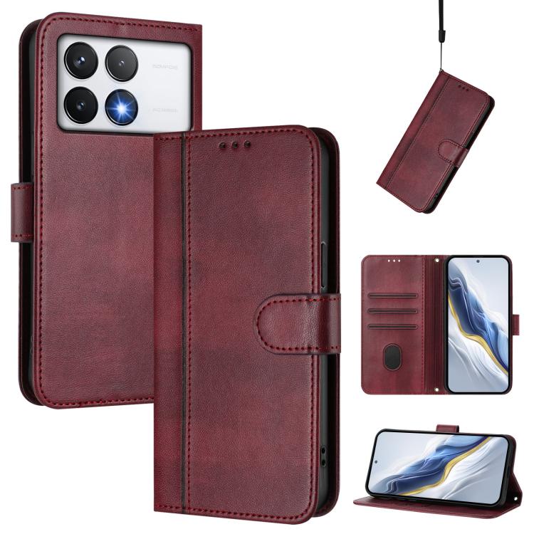 Line Splicing Buckle Retro Leather Phone Case, For Xiaomi 15, For Xiaomi 14T Pro 5G, For Xiaomi 14T 5G, For Xiaomi Poco F6 5G, For Xiaomi Poco F6 Pro 5G, For Xiaomi Poco X6 Neo 5G