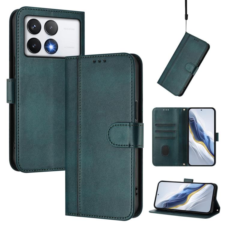 Line Splicing Buckle Retro Leather Phone Case, For Xiaomi 15, For Xiaomi 14T Pro 5G, For Xiaomi 14T 5G, For Xiaomi Poco F6 5G, For Xiaomi Poco F6 Pro 5G, For Xiaomi Poco X6 Neo 5G