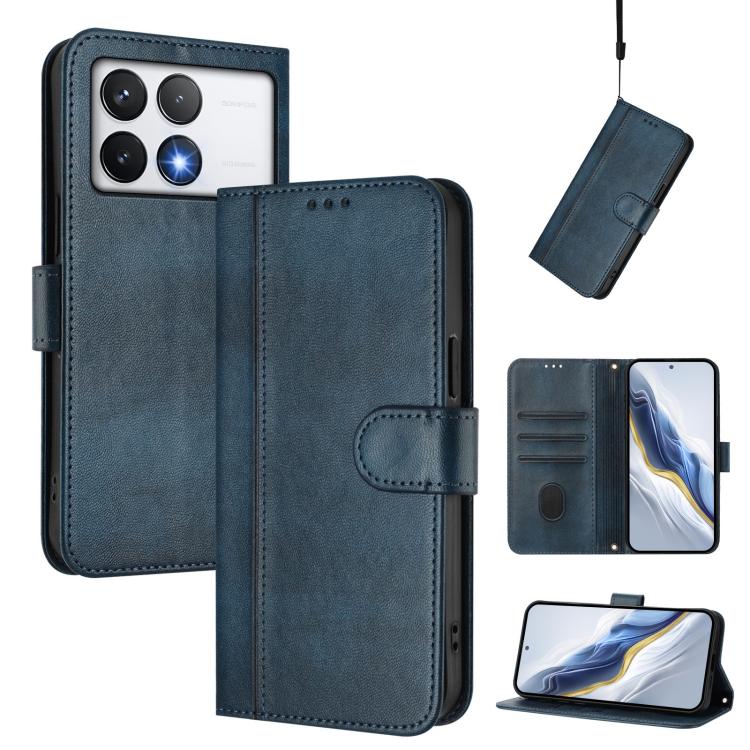 Line Splicing Buckle Retro Leather Phone Case, For Xiaomi 15, For Xiaomi 14T Pro 5G, For Xiaomi 14T 5G, For Xiaomi Poco F6 5G, For Xiaomi Poco F6 Pro 5G, For Xiaomi Poco X6 Neo 5G