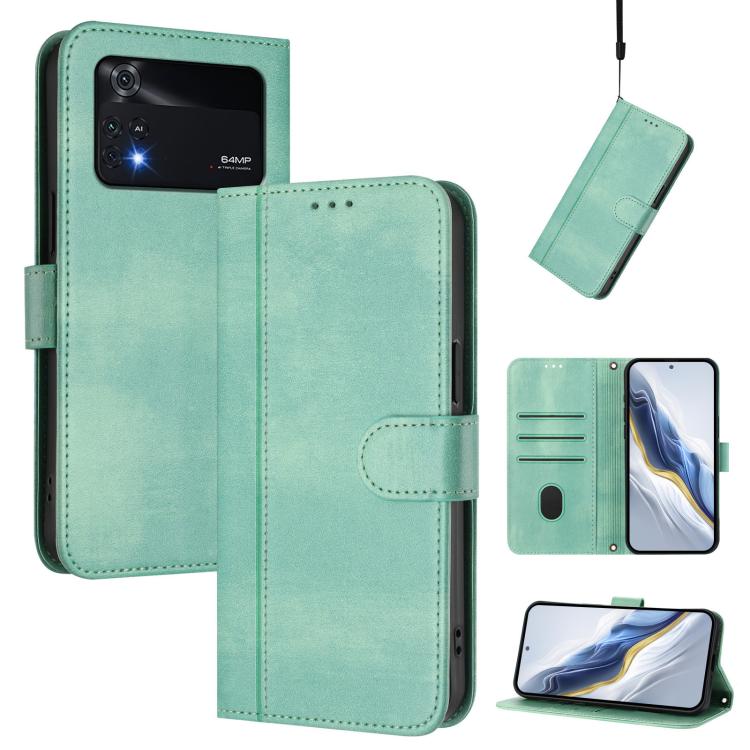 Line Splicing Buckle Retro Leather Phone Case, For Xiaomi 12 Pro / 12S Pro, For Xiaomi 12 5G / 12X 5G / 12S 5G, For Xiaomi 12 Lite, For Xiaomi Poco C40 / Redmi 10C, For Xiaomi Civi 1S, For Xiaomi Poco M4 Pro 4G