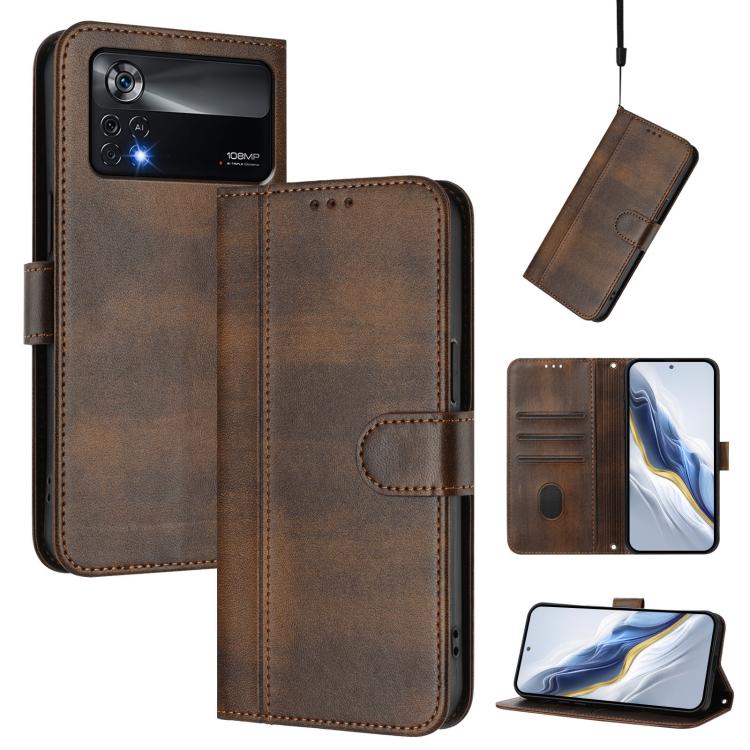 Line Splicing Buckle Retro Leather Phone Case, For Xiaomi Poco X4 Pro 5G, For Xiaomi 11T / 11T Pro, For Xiaomi Poco X3 GT, For Xiaomi Mi 11 Lite / Mi 11 Lite 5G, For Xiaomi Mi 11 Ultra, For Xiaomi Mi 11 Pro