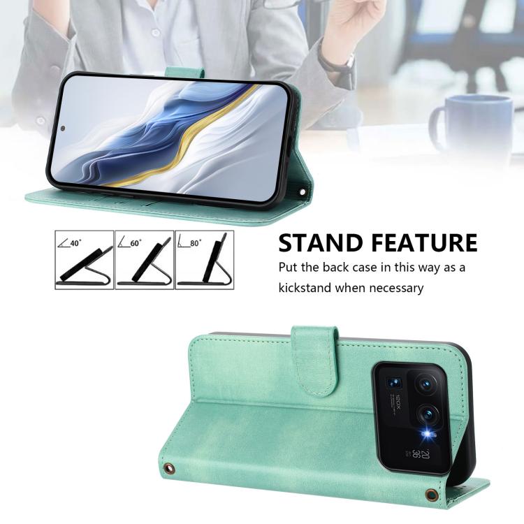 Line Splicing Buckle Retro Leather Phone Case, For Xiaomi Poco X6 Pro 5G, For Xiaomi 14 Ultra 5G, For Xiaomi 14 Pro 5G, For Xiaomi 14 5G, For Xiaomi 13T Pro 5G / 13T 5G, For Xiaomi 13 Ultra