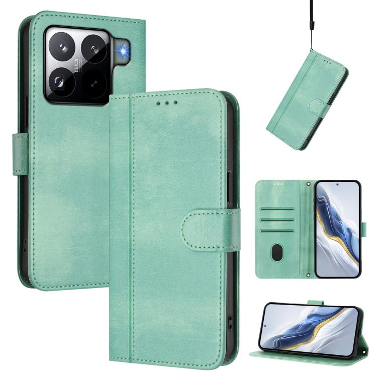 Line Splicing Buckle Retro Leather Phone Case, For Redmi 15 5G / 4G EU 171mm, For Xiaomi 15T Pro 5G, For Xiaomi 15T 5G, For Xiaomi Civi 5 Pro 5G, For Xiaomi 15S Pro 5G, For Xiaomi Poco F7 Ultra 5G / Redmi K80 Pro