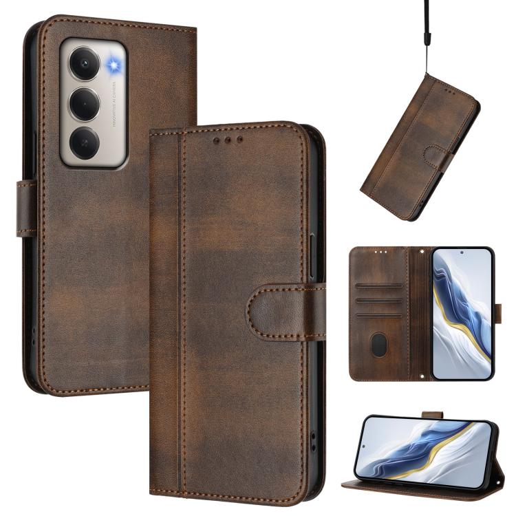 Line Splicing Buckle Retro Leather Phone Case, For Redmi Turbo 5 Max 5G / Poco X8 Pro Max 5G, For Redmi Turbo 5 5G Global / Poco X8 Pro 5G, For Redmi Note 15 Pro+ 5G 163.3mm/Poco M8 Pro 5G, For Redmi Note 15 5G / 4G 164mm / Poco M8 5G                  ...