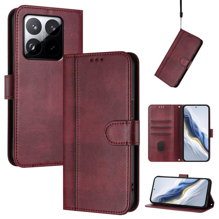 Line Splicing Buckle Retro Leather Phone Case, For Redmi 15 5G / 4G EU 171mm, For Xiaomi 15T Pro 5G, For Xiaomi 15T 5G, For Xiaomi Civi 5 Pro 5G, For Xiaomi 15S Pro 5G, For Xiaomi Poco F7 Ultra 5G / Redmi K80 Pro