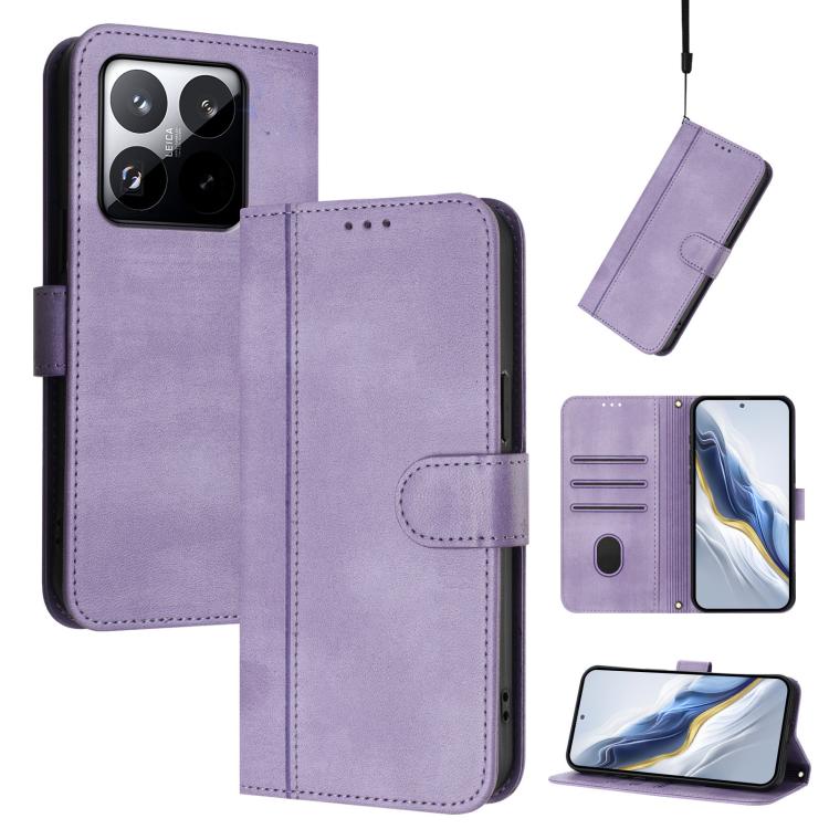 Line Splicing Buckle Retro Leather Phone Case, For Redmi 15 5G / 4G EU 171mm, For Xiaomi 15T Pro 5G, For Xiaomi 15T 5G, For Xiaomi Civi 5 Pro 5G, For Xiaomi 15S Pro 5G, For Xiaomi Poco F7 Ultra 5G / Redmi K80 Pro