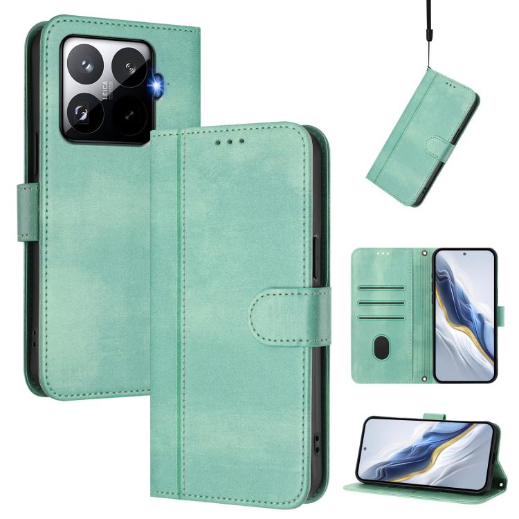 Line Splicing Buckle Retro Leather Phone Case, For Redmi 15 5G / 4G EU 171mm, For Xiaomi 15T Pro 5G, For Xiaomi 15T 5G, For Xiaomi Civi 5 Pro 5G, For Xiaomi 15S Pro 5G, For Xiaomi Poco F7 Ultra 5G / Redmi K80 Pro