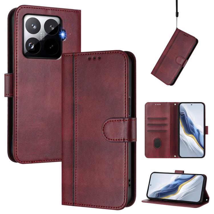 Line Splicing Buckle Retro Leather Phone Case, For Redmi 15 5G / 4G EU 171mm, For Xiaomi 15T Pro 5G, For Xiaomi 15T 5G, For Xiaomi Civi 5 Pro 5G, For Xiaomi 15S Pro 5G, For Xiaomi Poco F7 Ultra 5G / Redmi K80 Pro