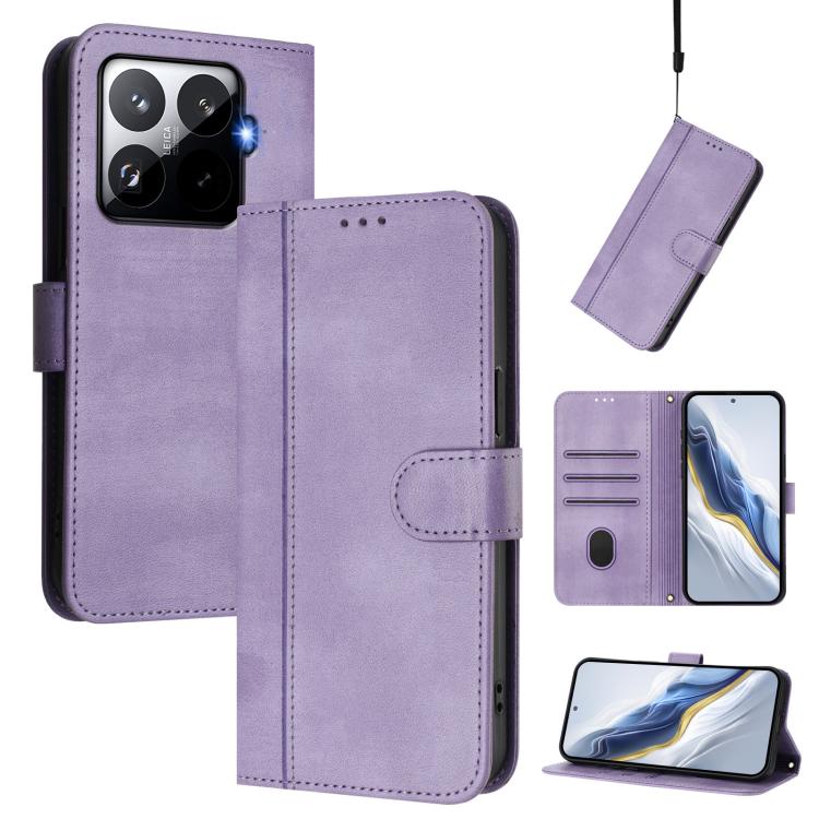 Line Splicing Buckle Retro Leather Phone Case, For Redmi 15 5G / 4G EU 171mm, For Xiaomi 15T Pro 5G, For Xiaomi 15T 5G, For Xiaomi Civi 5 Pro 5G, For Xiaomi 15S Pro 5G, For Xiaomi Poco F7 Ultra 5G / Redmi K80 Pro