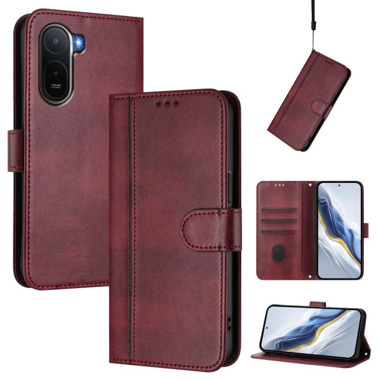 Line Splicing Buckle Retro Leather Phone Case, For Redmi A7 / A5 4G 171mm / Poco C71, For Xiaomi 17 Max 5G, For Redmi K90 Max 5G, For Xiaomi 17T Pro 5G, For Redmi A7 Pro 171mm / Poco C85x 5G, For Redmi 15a 5G