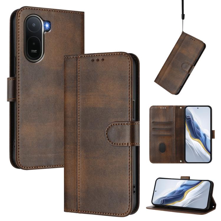 Line Splicing Buckle Retro Leather Phone Case, For Redmi A7 / A5 4G 171mm / Poco C71, For Xiaomi 17 Max 5G, For Redmi K90 Max 5G, For Xiaomi 17T Pro 5G, For Redmi A7 Pro 171mm / Poco C85x 5G, For Redmi 15a 5G