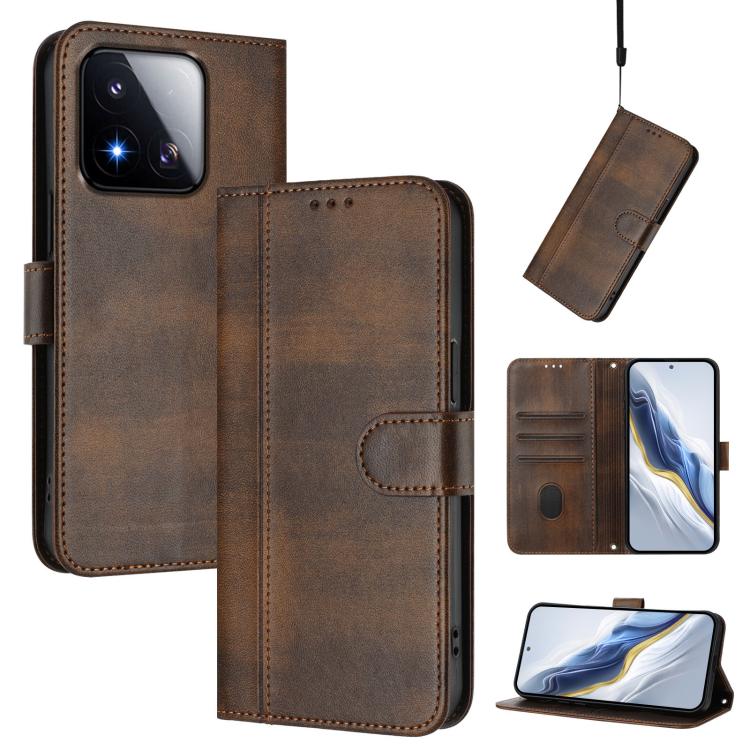 Line Splicing Buckle Retro Leather Phone Case, For Redmi A7 / A5 4G 171mm / Poco C71, For Xiaomi 17 Max 5G, For Redmi K90 Max 5G, For Xiaomi 17T Pro 5G, For Redmi A7 Pro 171mm / Poco C85x 5G, For Redmi 15a 5G