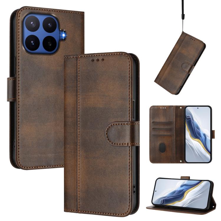 Line Splicing Buckle Retro Leather Phone Case, For Redmi A7 / A5 4G 171mm / Poco C71, For Xiaomi 17 Max 5G, For Redmi K90 Max 5G, For Xiaomi 17T Pro 5G, For Redmi A7 Pro 171mm / Poco C85x 5G, For Redmi 15a 5G