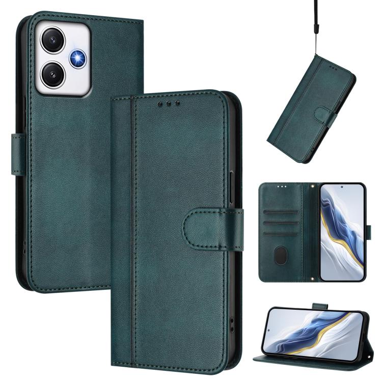 Line Splicing Buckle Retro Leather Phone Case, For Redmi 13C 5G / 4G Global, For Redmi Note 13 4G Global, For Redmi Note 13 Pro 5G Global, For Redmi Note 13 5G Global, For Redmi Note 13 Pro+ 5G Global, For Redmi 12 5G / 4G Global