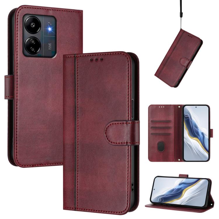 Line Splicing Buckle Retro Leather Phone Case, For Redmi 13C 5G / 4G Global, For Redmi Note 13 4G Global, For Redmi Note 13 Pro 5G Global, For Redmi Note 13 5G Global, For Redmi Note 13 Pro+ 5G Global, For Redmi 12 5G / 4G Global