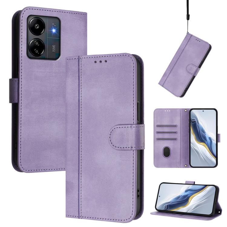 Line Splicing Buckle Retro Leather Phone Case, For Redmi 13C 5G / 4G Global, For Redmi Note 13 4G Global, For Redmi Note 13 Pro 5G Global, For Redmi Note 13 5G Global, For Redmi Note 13 Pro+ 5G Global, For Redmi 12 5G / 4G Global