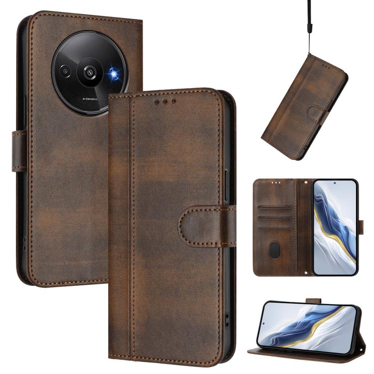 Line Splicing Buckle Retro Leather Phone Case, For Redmi Note 14 Pro 4G Global, For Redmi Note 14 4G 163.25mm, For Redmi K70 Ultra, For Redmi 13 5G / 4G Global, For Redmi A3 4G / A3x 4G, For Redmi Note 13 Pro 4G Global