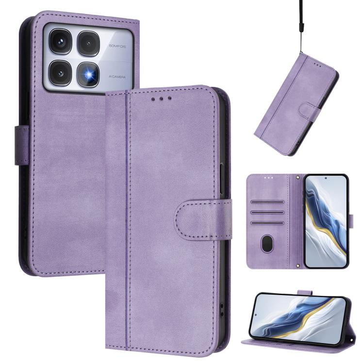 Line Splicing Buckle Retro Leather Phone Case, For Redmi Note 14 Pro 4G Global, For Redmi Note 14 4G 163.25mm, For Redmi K70 Ultra, For Redmi 13 5G / 4G Global, For Redmi A3 4G / A3x 4G, For Redmi Note 13 Pro 4G Global